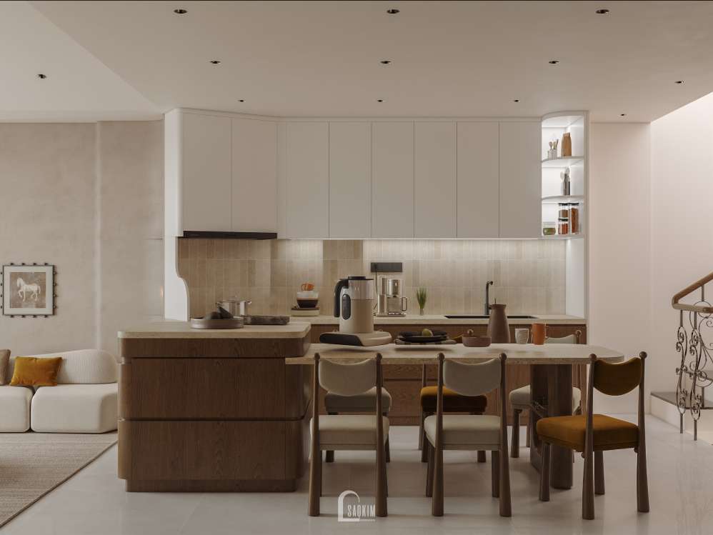 Thiết kế phòng bếp nhà phố phong cách Wabi Sabi - Khi thiết kế trở thành nghệ thuật của sự tĩnh lặng và giá trị bền vững